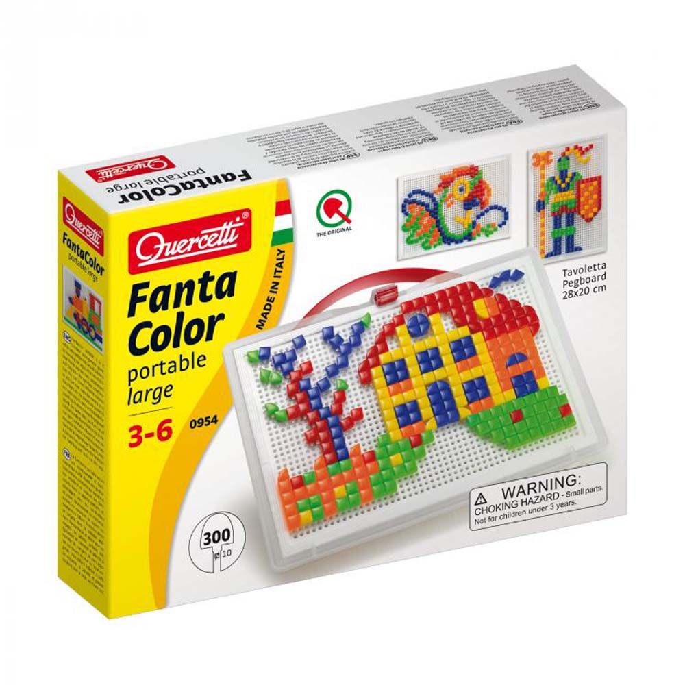 Quercetti, Мозайка FANTACOLOR PORTABLE LARGE, квадрати, 300 части