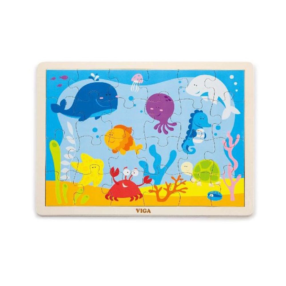 Viga toys, Дървен пъзел, Морски обитатели, 24 елемента