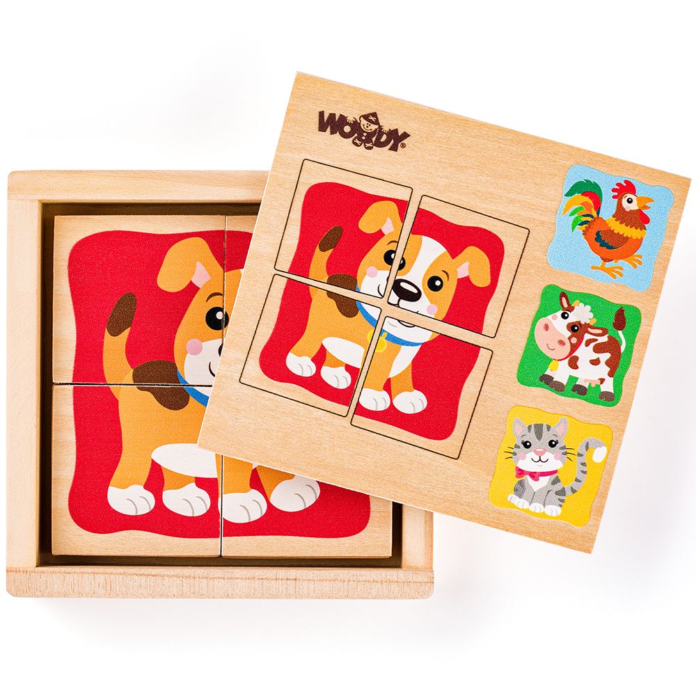 Мини пъзели в дървена кутия, Животни
