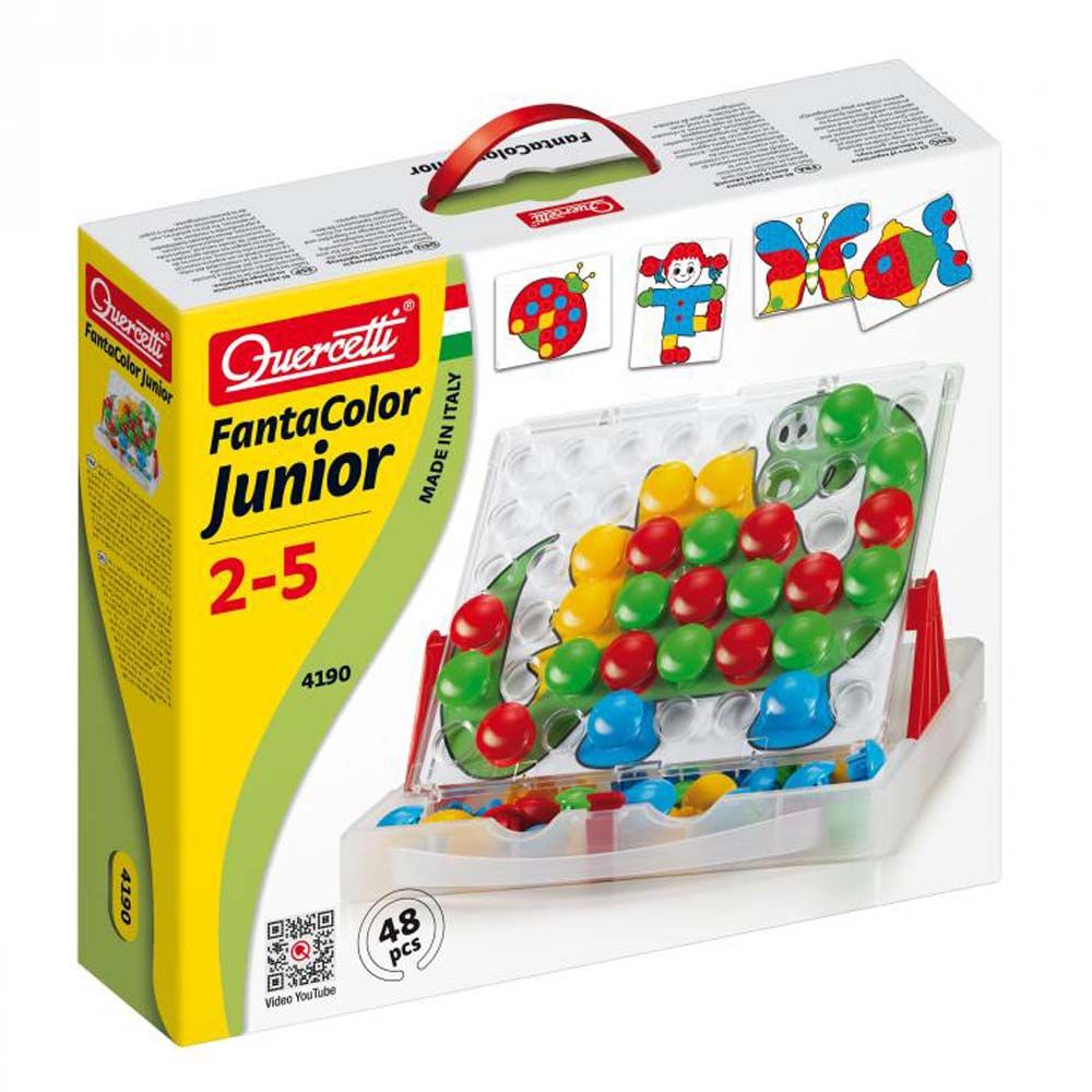 Quercetti, Мозайка едри части FANTACOLOR JUNIOR в куфарче, 48 части