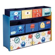 Детски стелаж-органайзер, MONSTER, с 9 текстилни кутии за съхранение