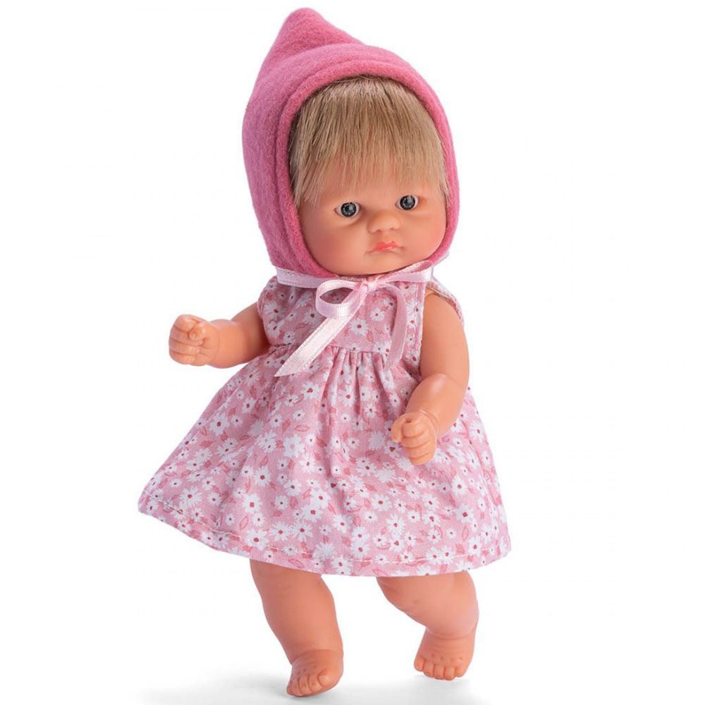Bomboncin, Кукла-бебе Чикита, с розовa шапка и рокля на цветя, Asi