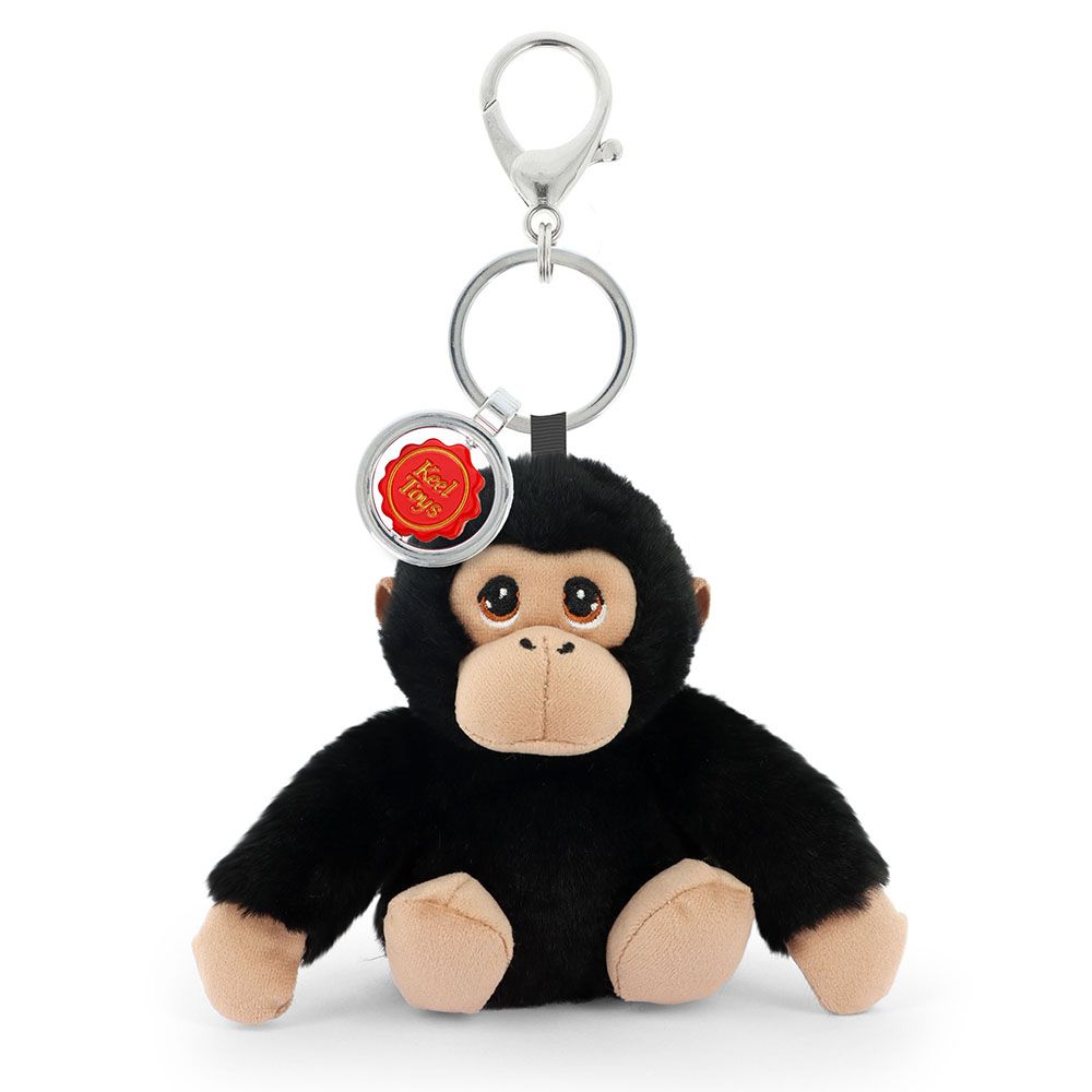 Keel Toys, Плюшена играчка с клипс за раница, Шимпанзе, 12 см.