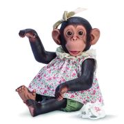 Бебе-маймунка Лола, с рокля на цветя, 32 см