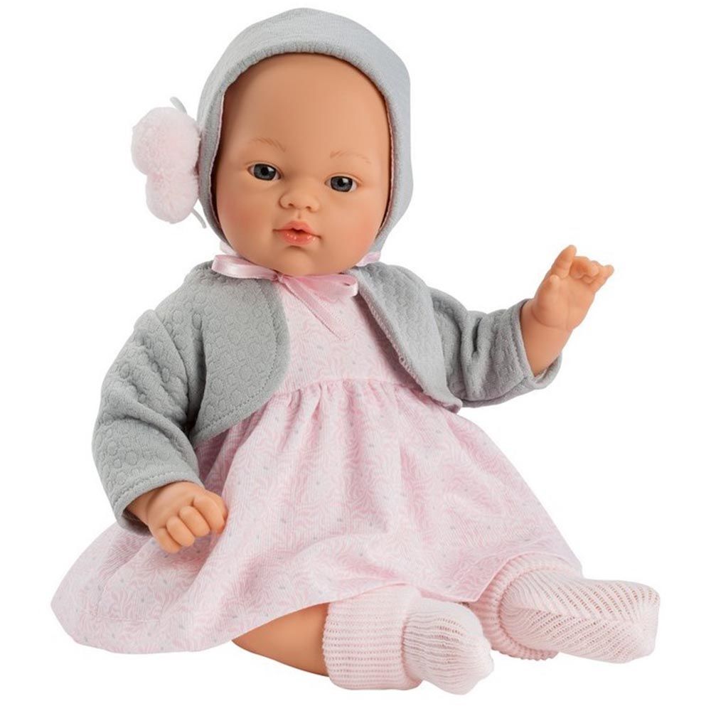 Asi, Кукла-бебе Коке, с розова рокля и сива жилетка