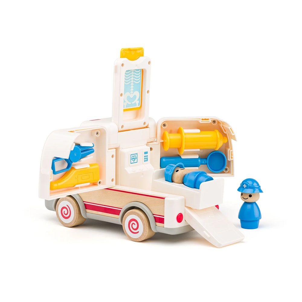 Дървена линейка със звук и светлина, голяма, за дърпане