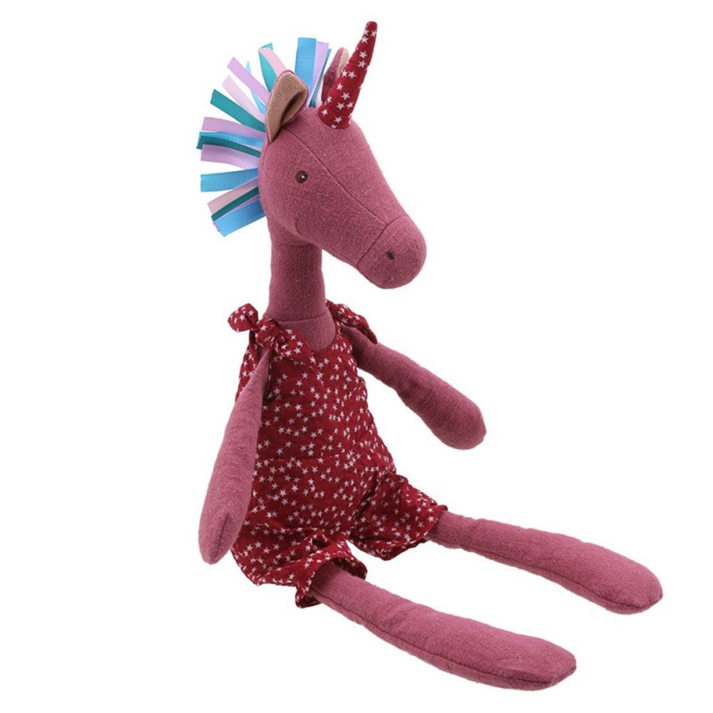 Розов еднорог, с дрешка, 48 см