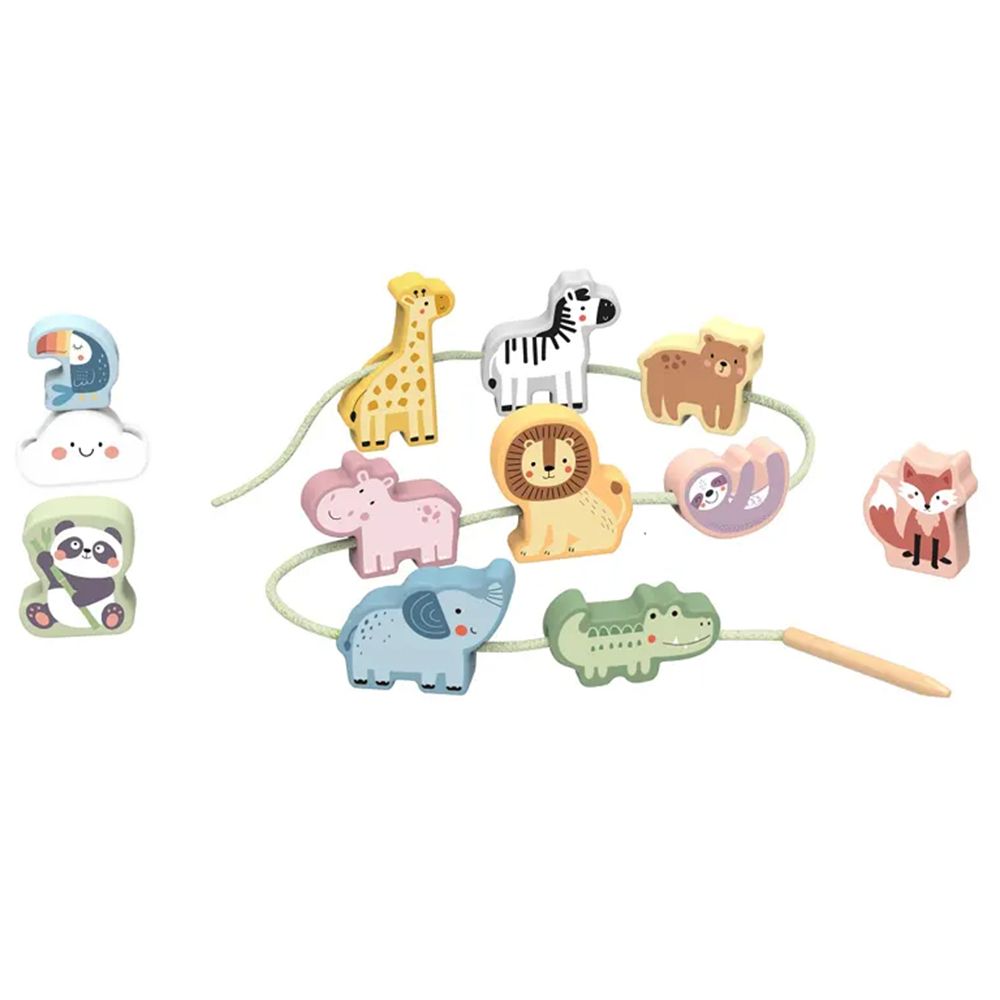 TookyToy, Комплект дървени фигурки за нанизване, Диви животни