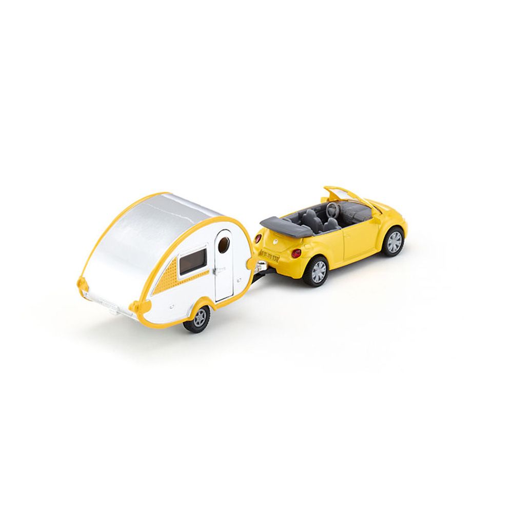 Метална кола Volkswagen Beetle New кабрио с каравана