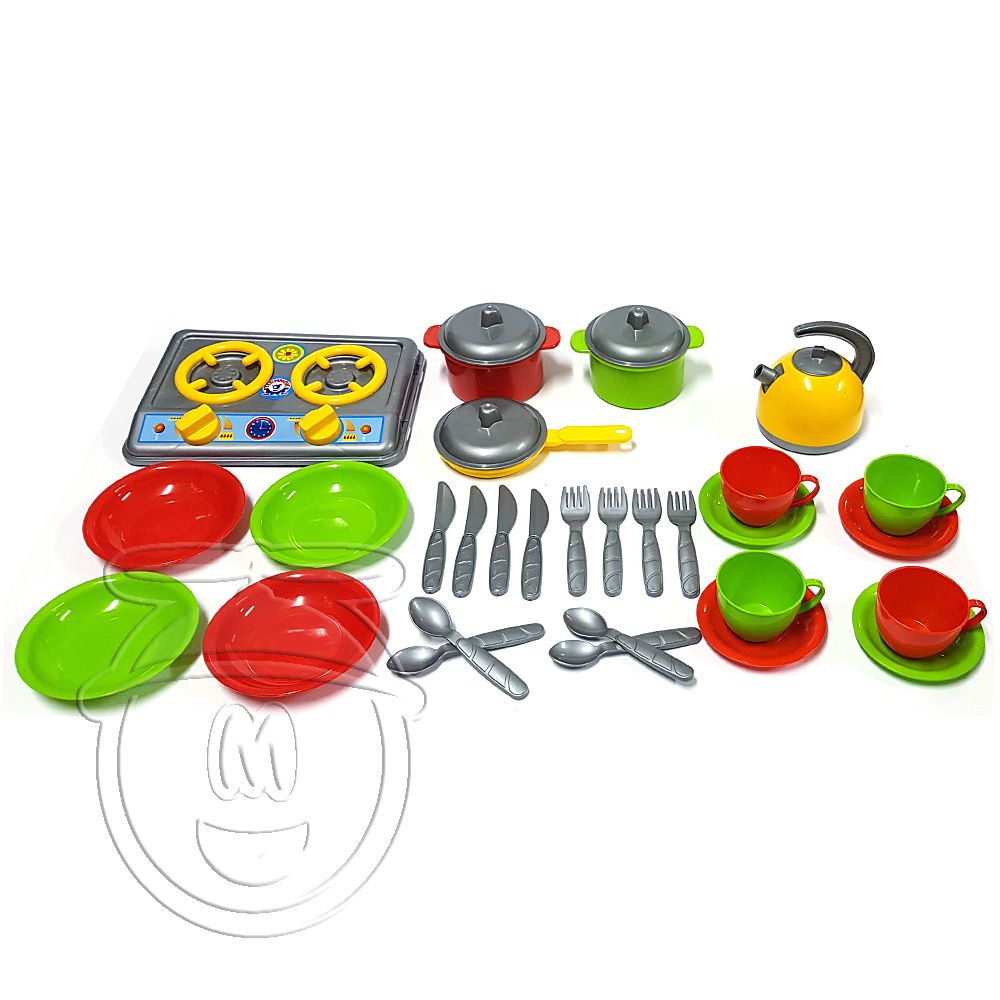 TechnoK toys, Комплект за готвене с печка, 33 части