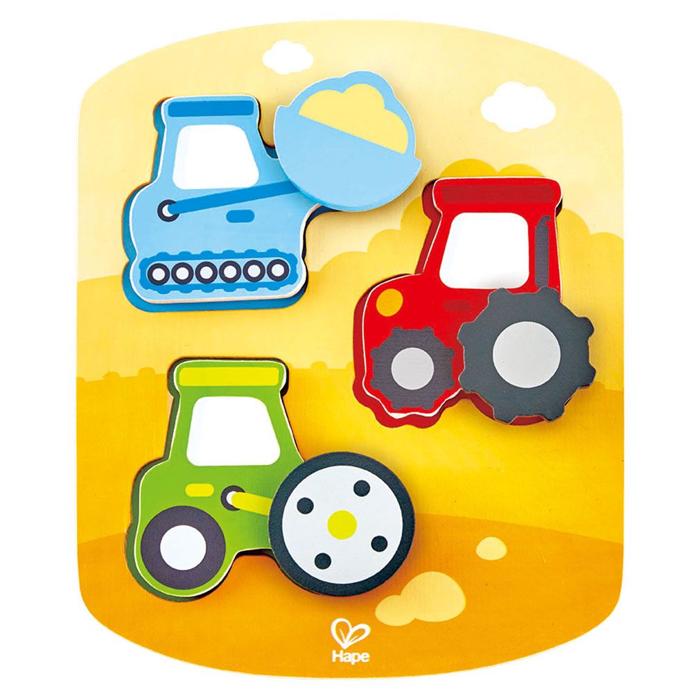 Hape, Пъзел с въртящи се елементи, Тракторчета