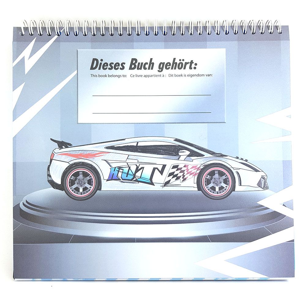 Книжка за рисуване със стикери и шаблони, Състезателни коли