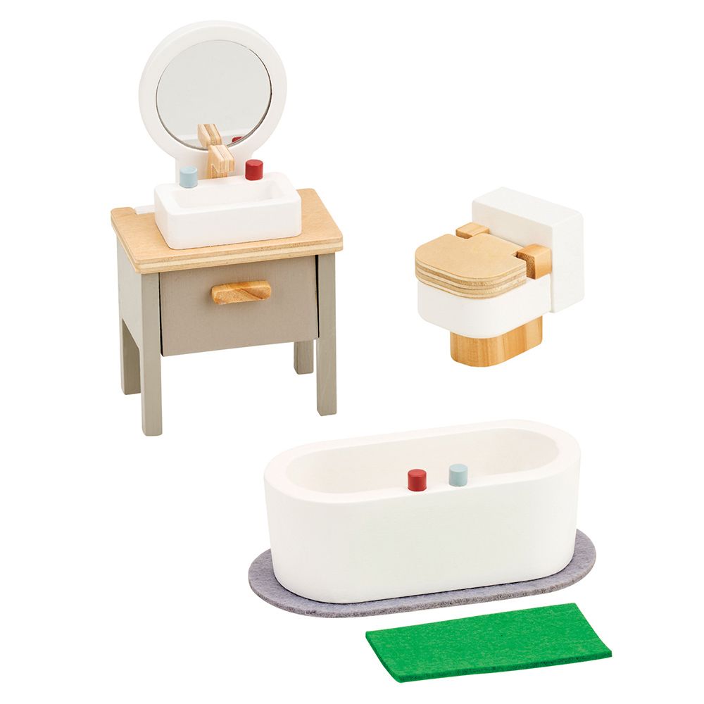 Lelin Toys, Дървени мебели за игра, Баня, 5 части