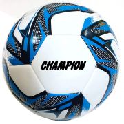 Футболна кожена топка, Champion, бял, син