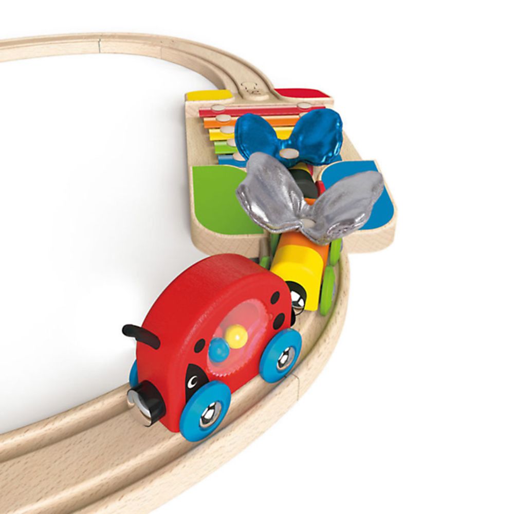 Бебешки комплект влакче с релси с ксилофон и подскачащи маймунки