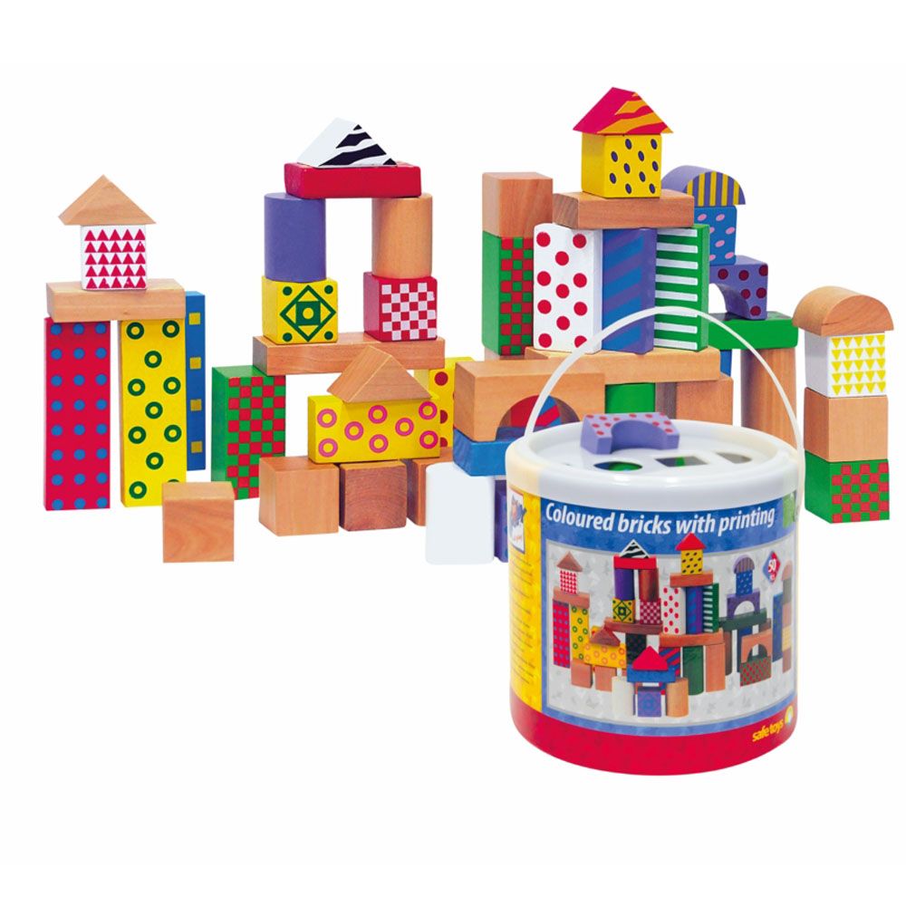 Woodyland, Дървен конструктор цветен, 50 части