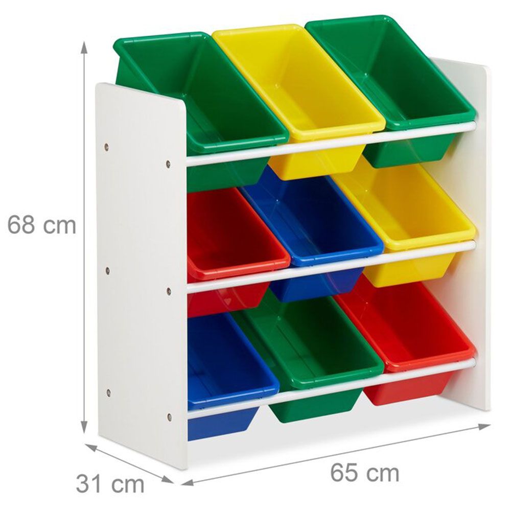 Детски органайзер за играчки с 9 кутии, Дъга, размер M и L