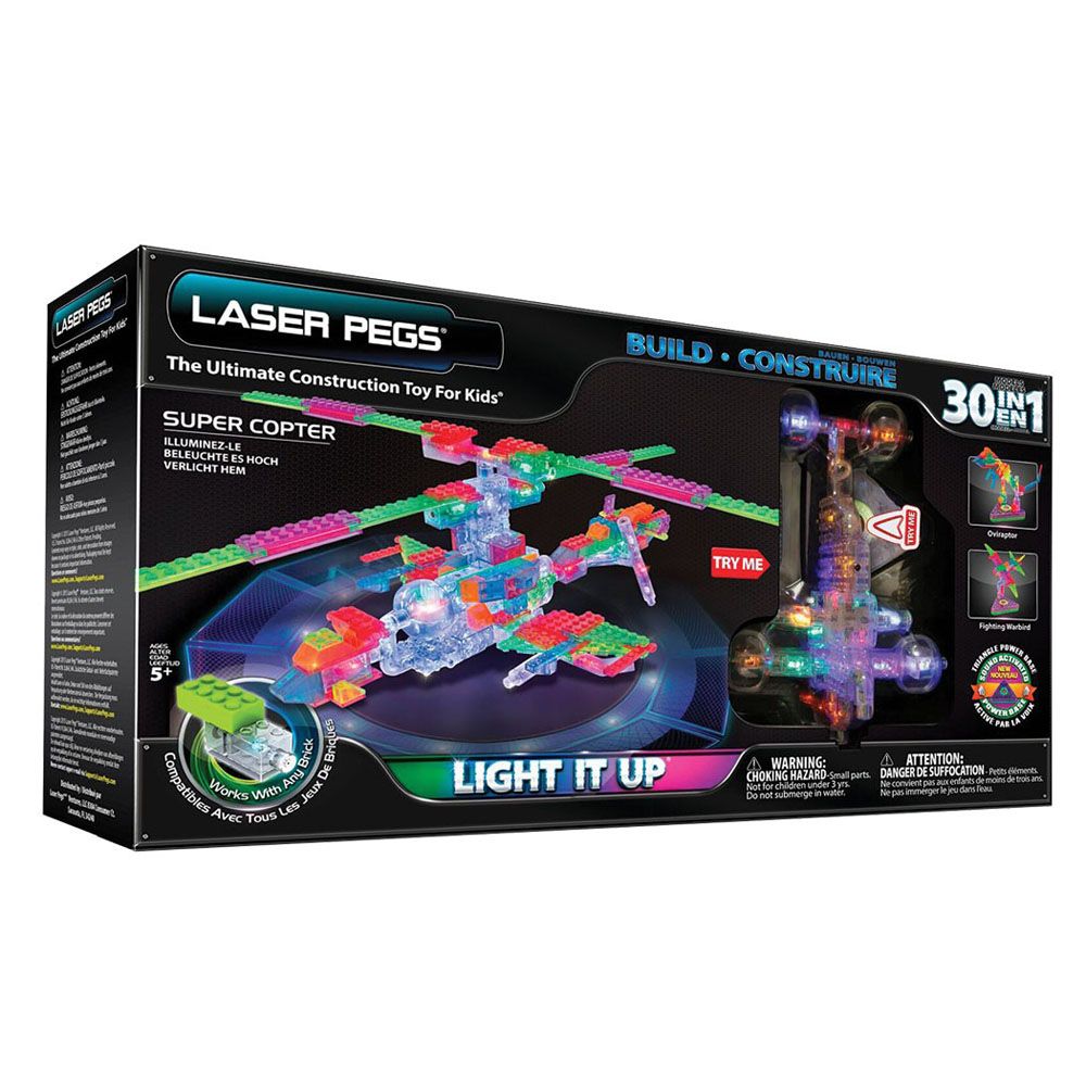 LASER PEGS, Светещ конструктор 30 в 1, Супер хеликоптер