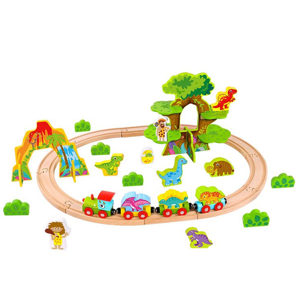 TookyToy, Джурасик парк - дървено влакче с релси и динозаври, 40 части