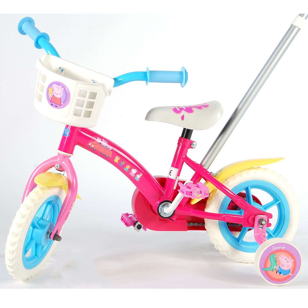 Велосипед с родителски контрол и помощни колела, Пепа Пиг, 10 инча