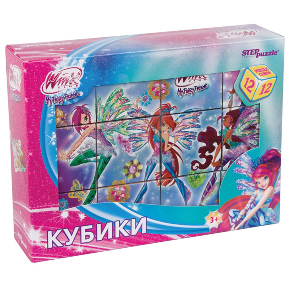 STEP Puzzle, Картонени кубчета, Winx, 12 броя