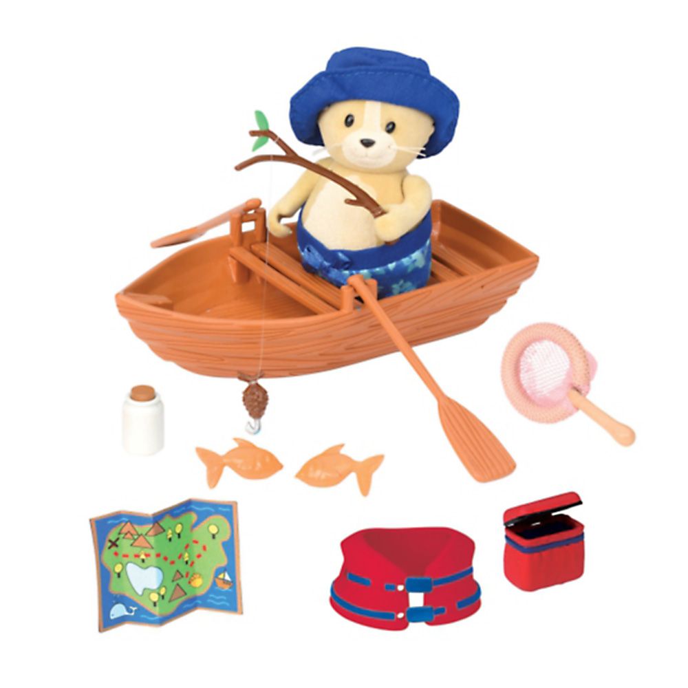 BATTAT, Li'l Woodzeez  Комплект за игра, Риболов с лодка, 14 части