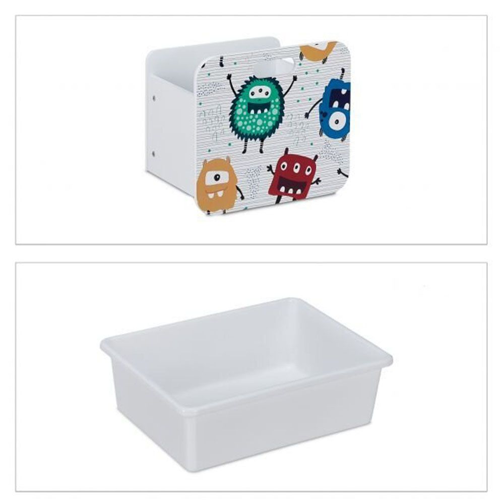 Детски стелаж-органайзер 6 кутии и колела, Чудовища