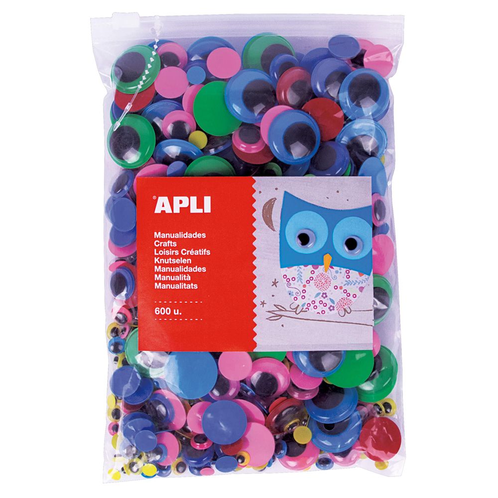 Apli kids, Мърдащи се, цветни очички за апликиране, МAXI, 600 броя