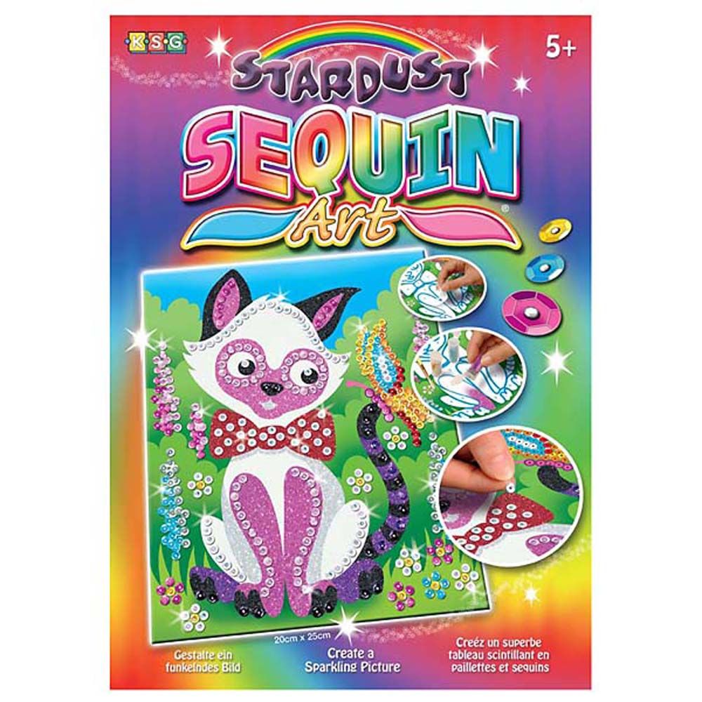Sequin art, Изкуство с пайети и блестящ пясък, Коте