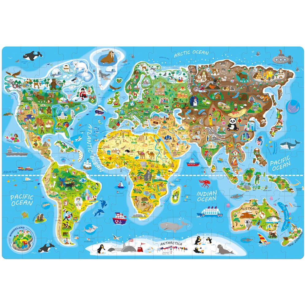 Пъзел за деца, Карта на света, 160 части