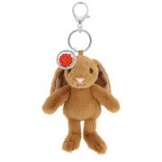 Кафяво зайче, плюшена играчка с клипс за раница, 12 см