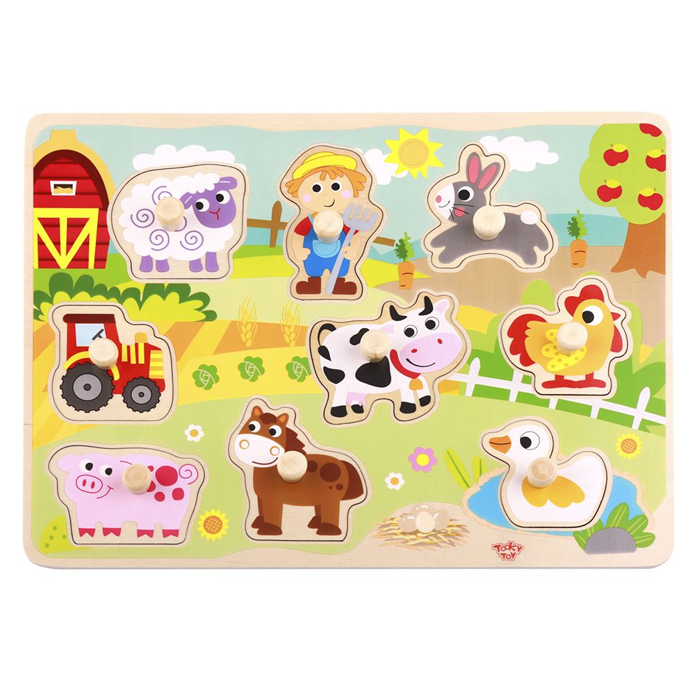 TookyToy, Дървен пъзел с дръжки, Животните от фермата