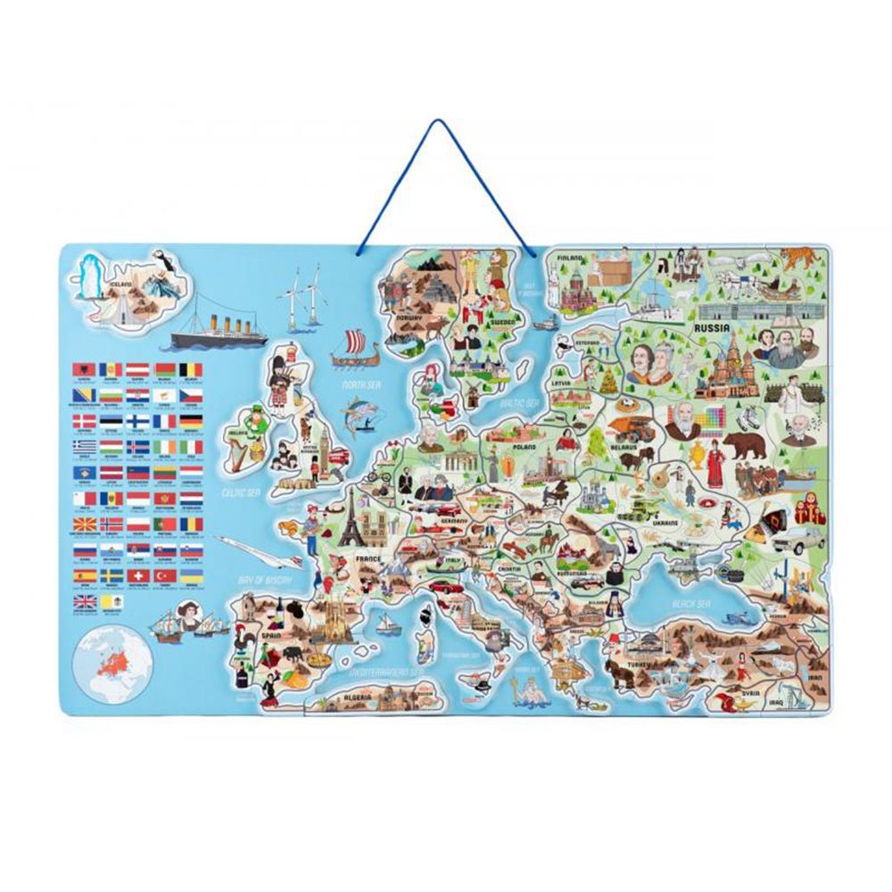 Woodyland, Европа - магнитна карта, пъзел и игра, 3 в 1