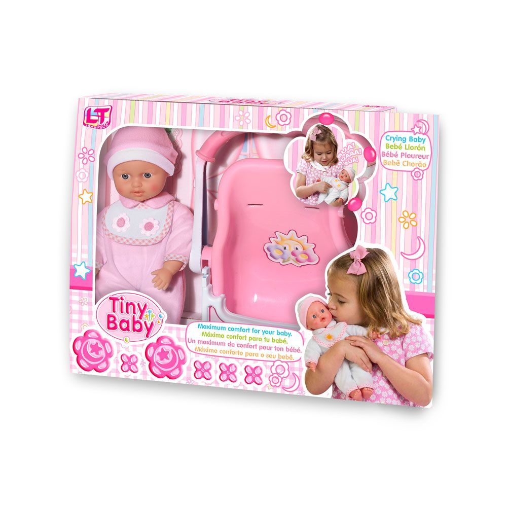Loko Toys, Плачеща кукла TINY BABY, със столче за кола