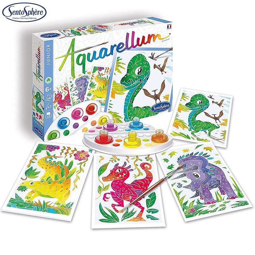 Aquarellum Junior, Комплект за рисуване с акварелни бои, Динозаври