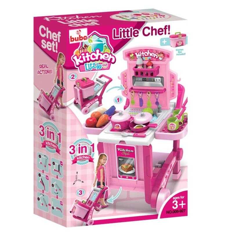 Детска кухня, Kitchen little Chef, в куфар, 3 в 1