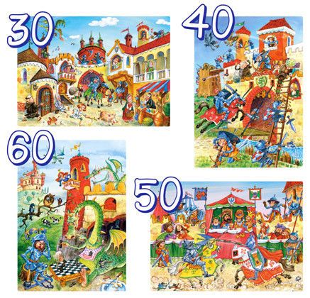 Castorland, Приключенията на рицаря, пъзел с 30, 40, 50 и 60 части