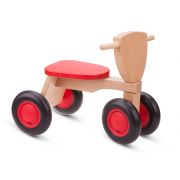Дървено колело за бутане с краченца, червено