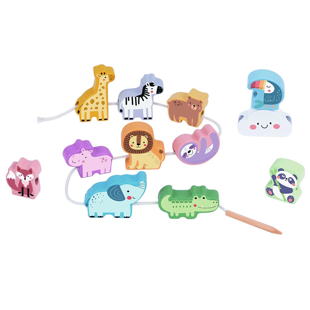 Комплект дървени фигурки за нанизване, Диви животни