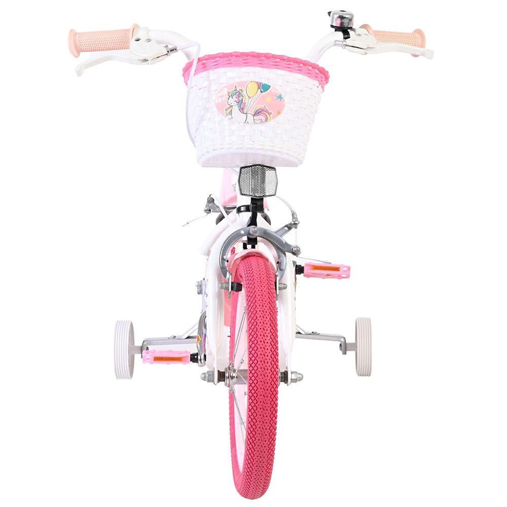 Детски велосипед с помощни колела, Volare Unicorn, 14 инча - бял