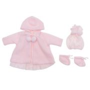 Розово палтенце, шапка и терлици, за кукла Лея, 46 см