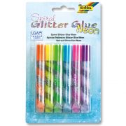 Цветно лепило с брокат, неонови спирали, 6 бр.