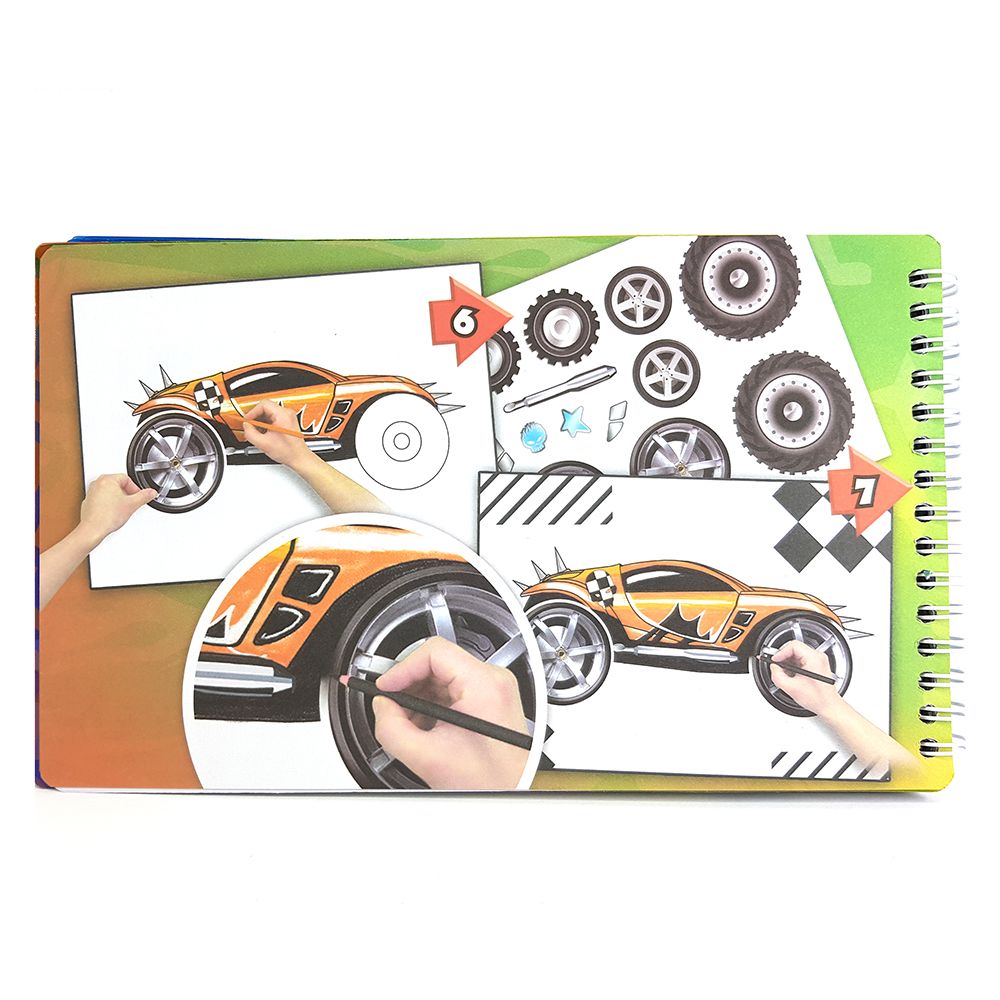 Книжка за рисуване със стикери и шаблони, Страхотни автомобили