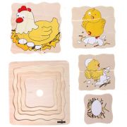 Дървен многослоен пъзел, Яйце и кокошка
