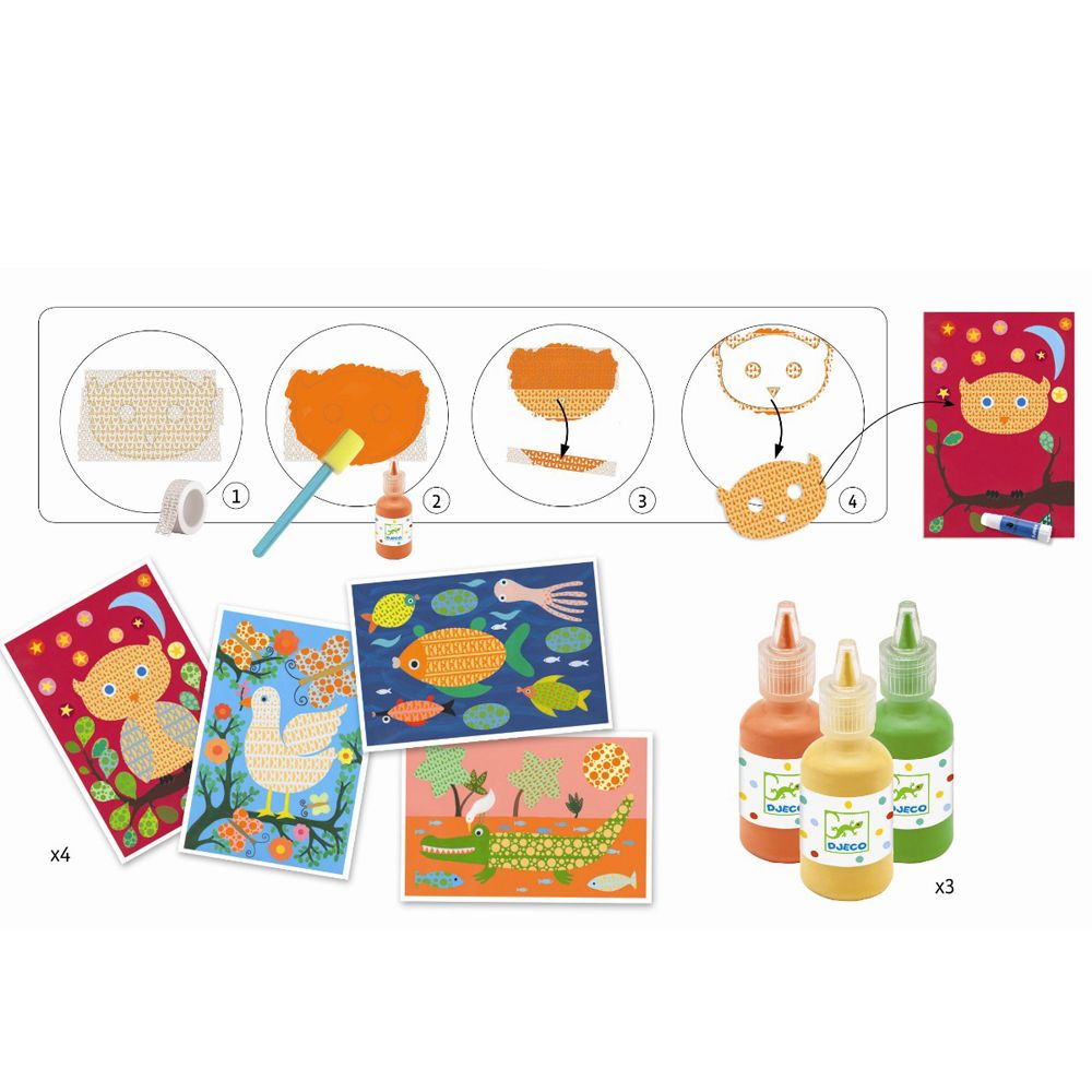Комплект за рисуване с гъба и бои