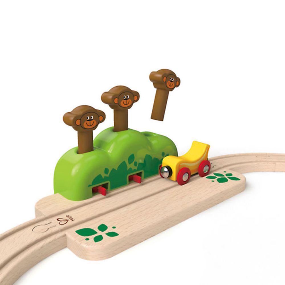 Бебешки комплект влакче с релси с ксилофон и подскачащи маймунки