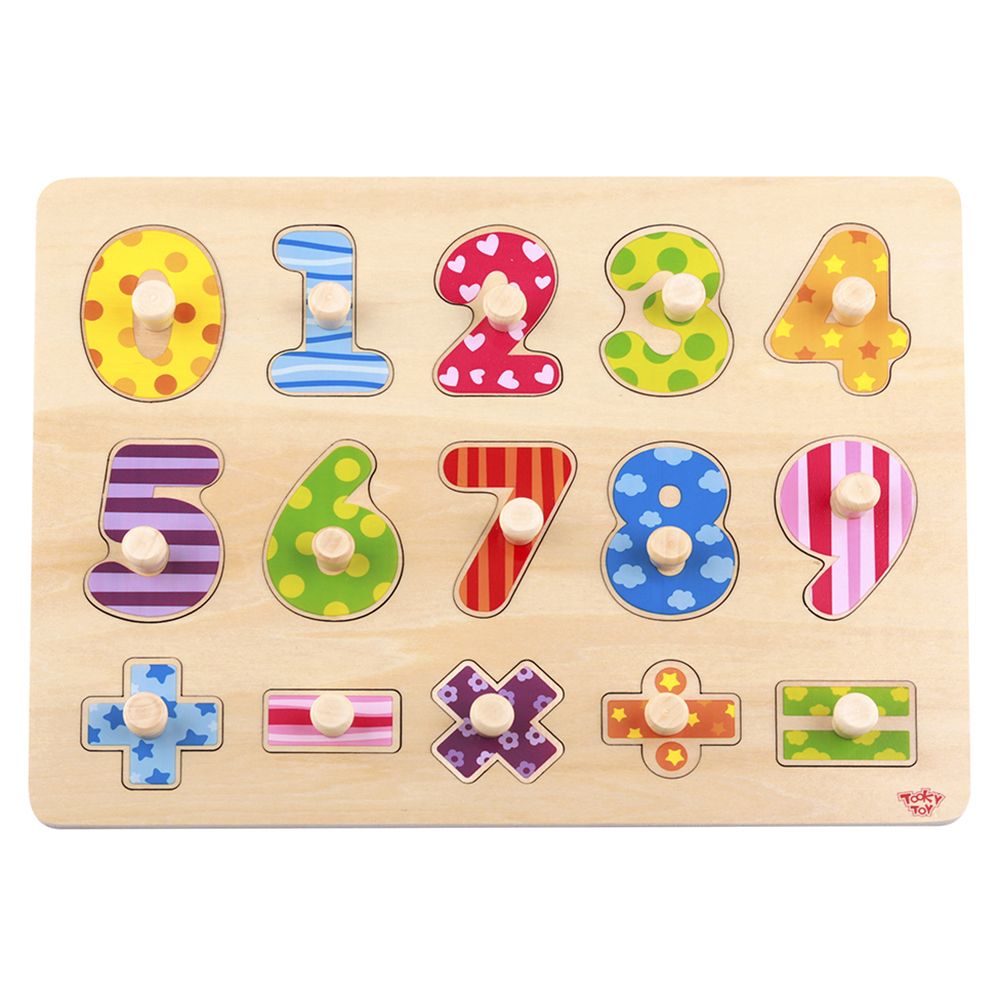 TookyToy, Дървен пъзел с дръжки, Числа и аритметични знаци
