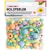 Дървени мъниста за нанизване, пастелни цветове