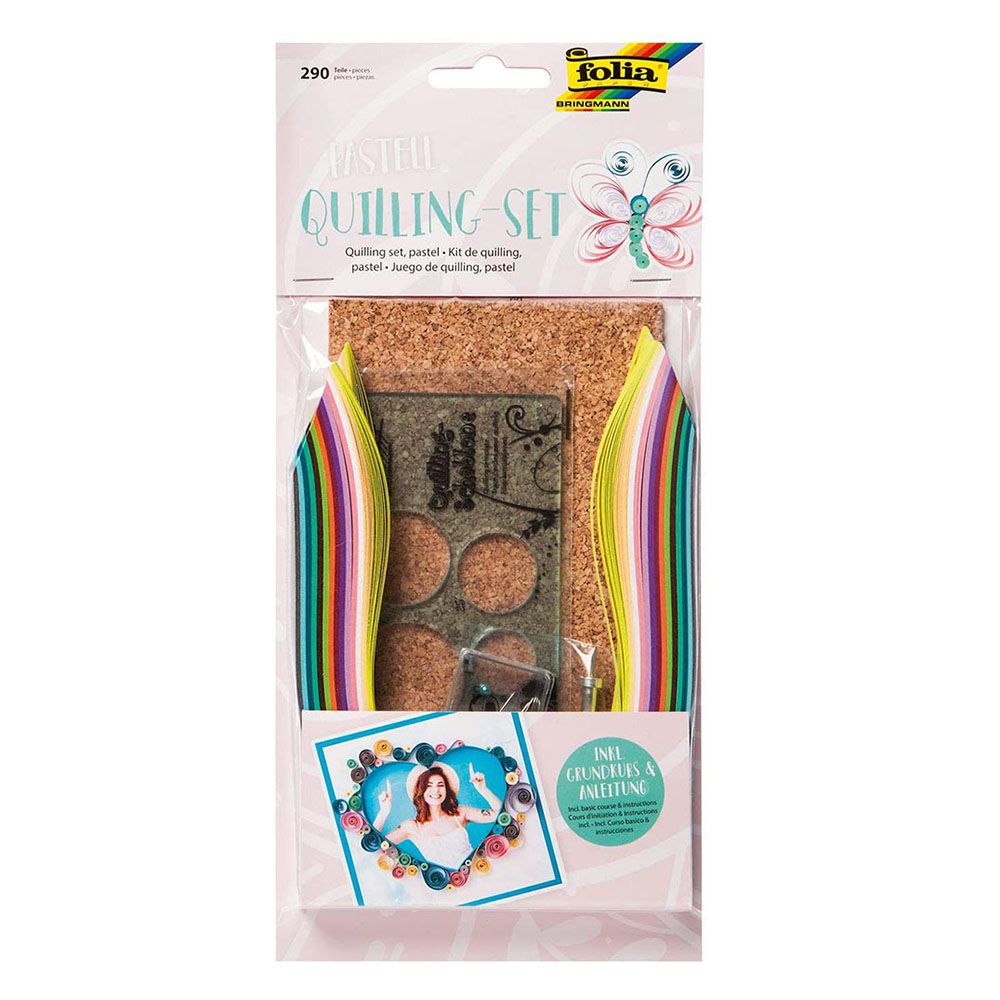 Folia Bringmann, Комплект ленти за квилинг, 290 бр, пастелни цветове