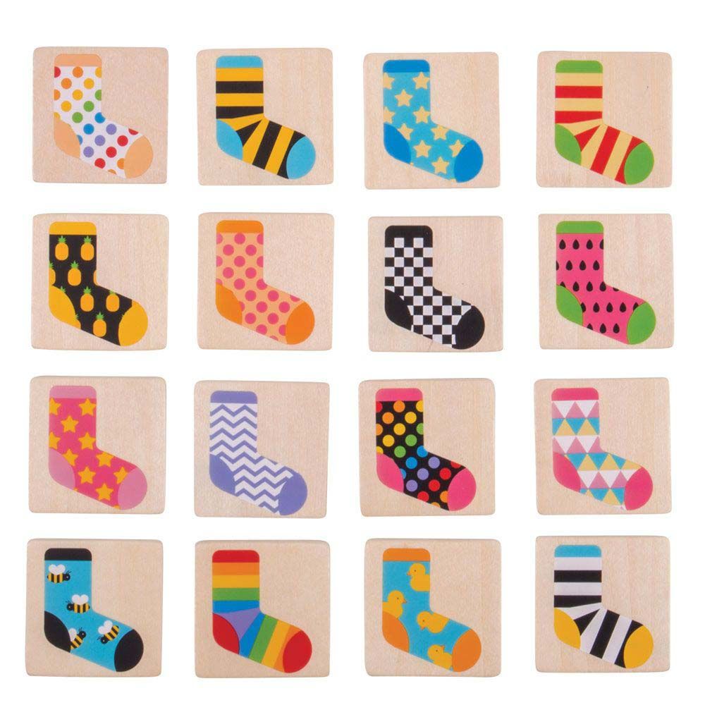 BIGJIGS, Дървена мемо игра, Цветни чорапки